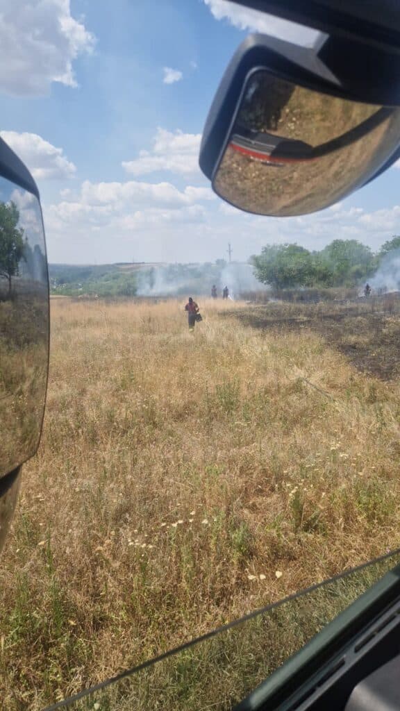 Flăcări înfricoșătoare devastează vegetația și o anexă gospodărească