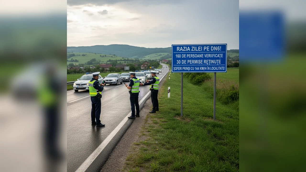 160 de persoane verificate, 30 de permise reținute și șoferi prinși circulând cu 144 km/h în localitate