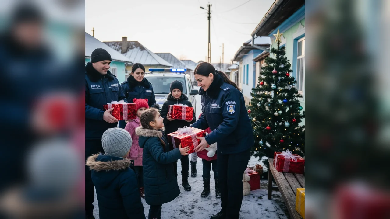 Acțiune umanitară la Craiova: polițiștii doljeni oferă cadouri de Crăciun copiilor nevoiași