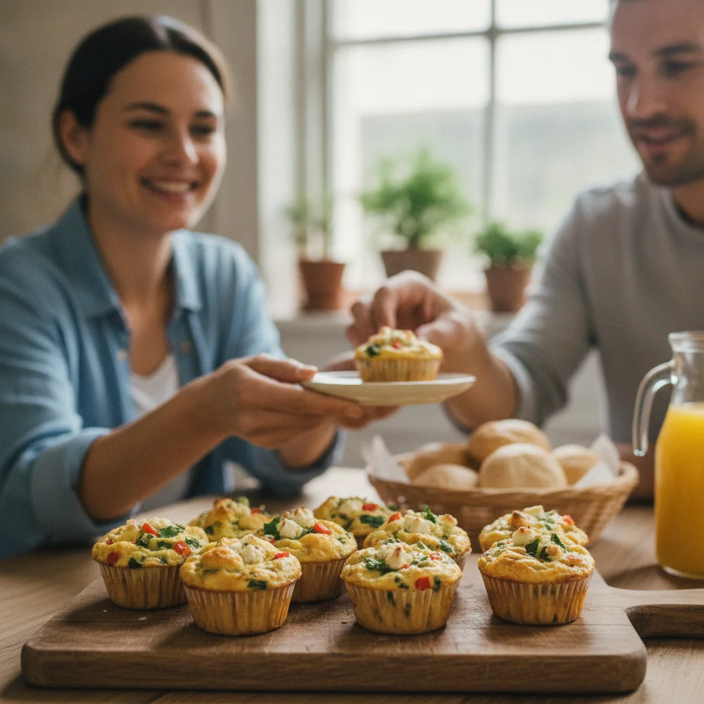 Mini-omlete coapte cu legume și telemea, gata în 30 de minute