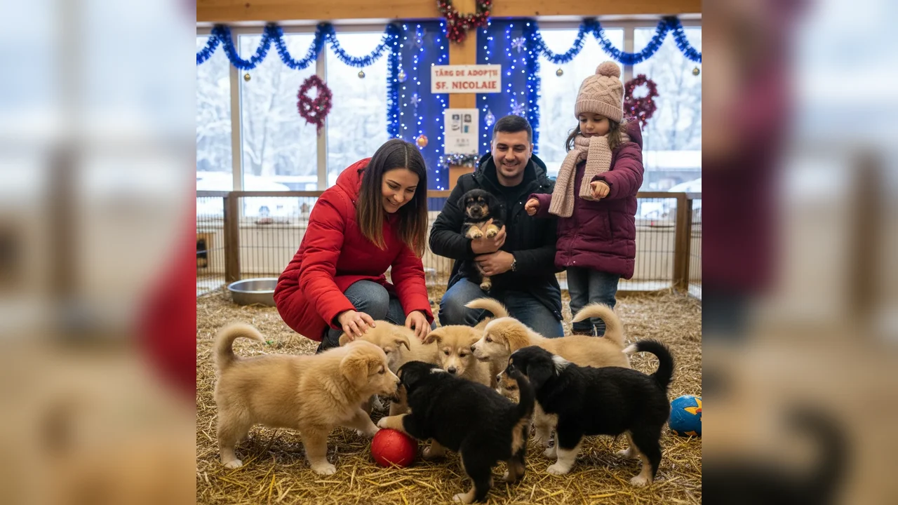 Șapte căței din adăpostul public disponibili pentru adopție de Sfântul Nicolae, la târgul special local
